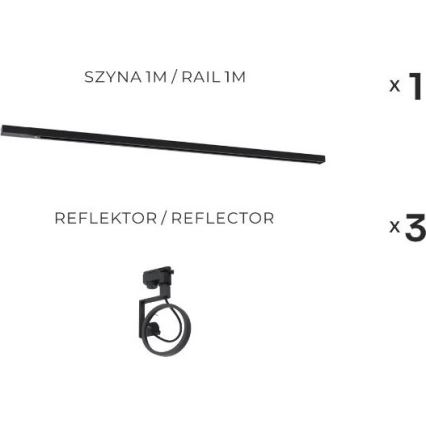 Zuma Line - Прожектор в шинной системе 3xGU10/15W/230V черный