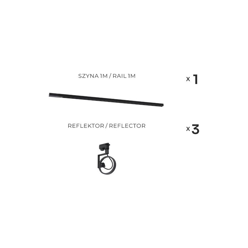 Zuma Line - Точковий світильник для трекової системи 3xGU10/15W/230V чорний