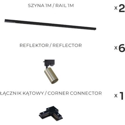 Zuma Line - Спот-светильник в направляющей системе 6xGU10/35W/230V черный/золотой