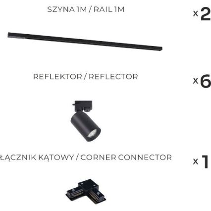 Zuma Line - Справжній світильник в рейковій системі 6xGU10/35W/230V чорний