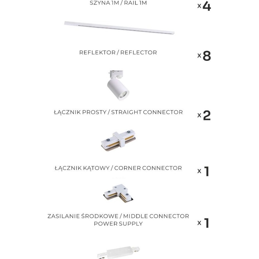 Zuma Line - Точковий світильник для трекової системи 8xGU10/35W/230V білий