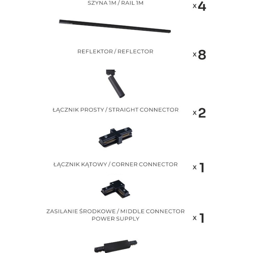 Zuma Line - Трековый точечный светильник 8xGU10/35W/230V черный