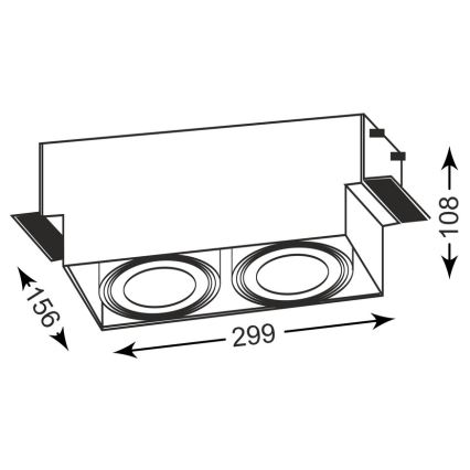 Zuma Line - Вбудований стельовий світильник 2xGU10-AR111/15W/230V білий