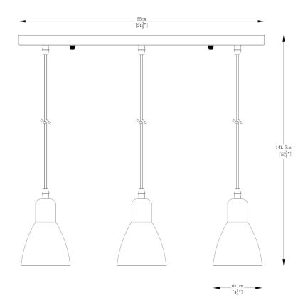 Zuma Line - Подвесная люстра 3xE27/40W/230V антрацит
