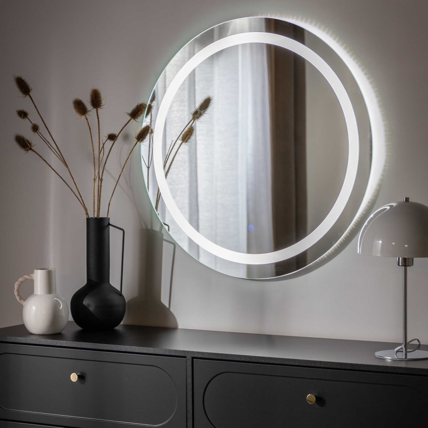 Zuma Line - настенное зеркало для ванной с LED-подсветкой, 36 Вт/230 В, 3000/4000/6000 К, Ø 80 см, IP44