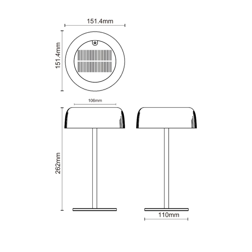 Zuma Line - Світлодіодна регульована за яскравістю сонячна настільна лампа LED/2,5 Вт/2000 мАг IP44 чорна