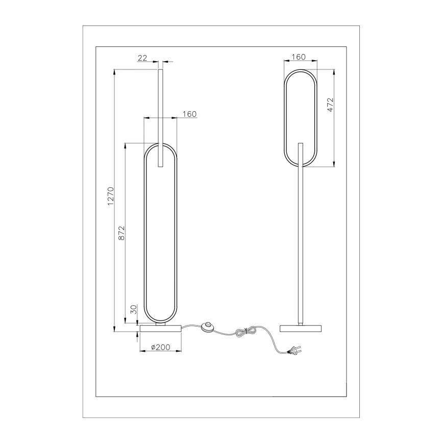 Zuma Line - LED торшер 2xLED/36Вт/230В чорна/золота