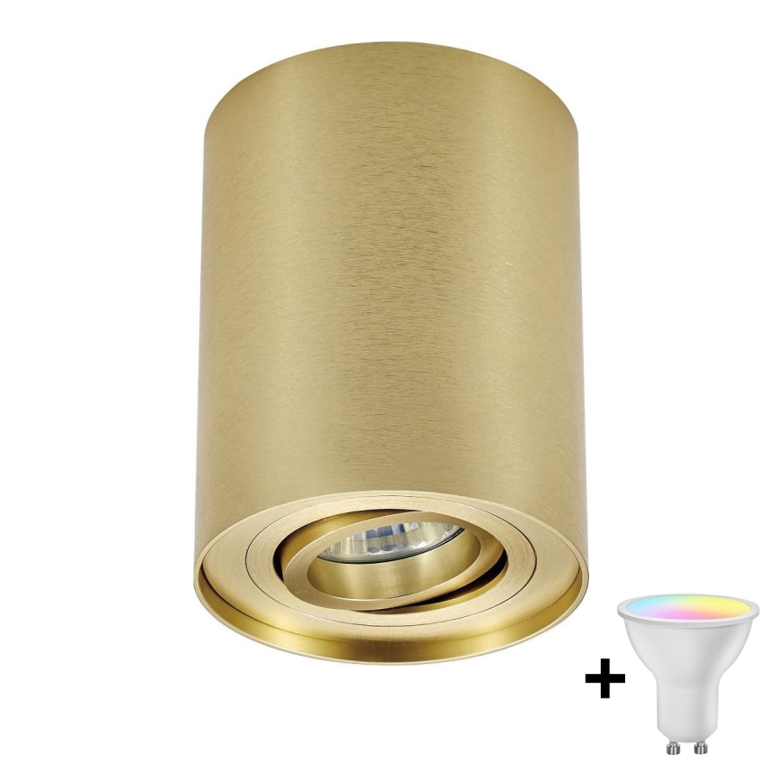 Zuma Line - LED RGBW точковий світильник з регульованою яскравістю 1xGU10/4,8W/230V золотистий + дистанційне керування