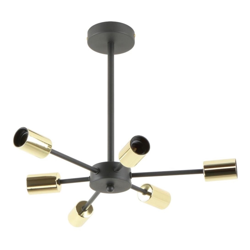Zuma Line - Люстра на штанзі 6xE27/40W/230V чорний/золотий