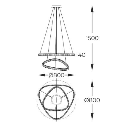Zuma Line - Світлодіодна регульована кришталева люстра на тросі LED/36W/230V 2700-6000K + дистанційне керування