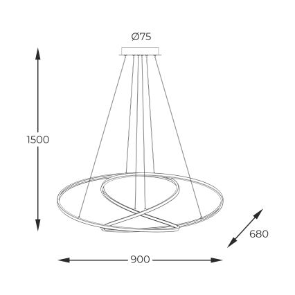 Zuma Line - Світлодіодна люстра на тросі з регулюванням яскравості LED/56W/230V золота
