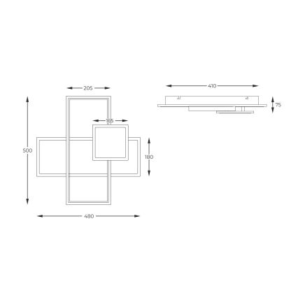 Zuma Line - Светодиодный потолочный светильник с регулированием яркости LED/46W/230V черный