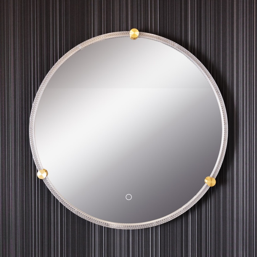 Zuma Line - Настенное зеркало для ванной комнаты со светодиодной подсветкой LED/24W/230V 3000/4000/6000K диаметр 60 см IP44 прозрачный/золотистый