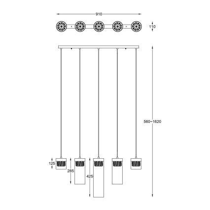 Zuma Line - Хрустальная люстра на тросе 5xG9/28W/230V