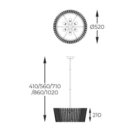 Zuma Line - Люстра на штанге 6xE14/40W/230V золотистый