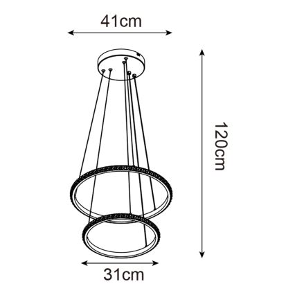 Zuma Line - Светодиодная подвесная люстра RIDE LED/22W/230V + LED/14W диаметр 41 см черный