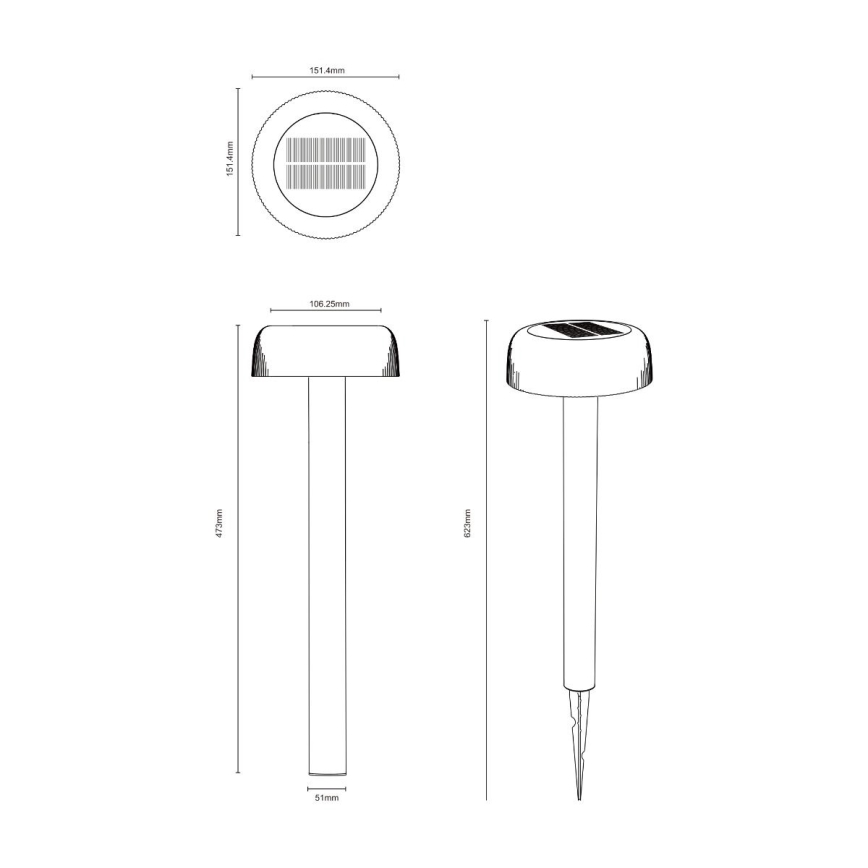 Zuma Line - Світлодіодний світильник на сонячній батареї LED/2,5W/2000 mAh IP44 чорний
