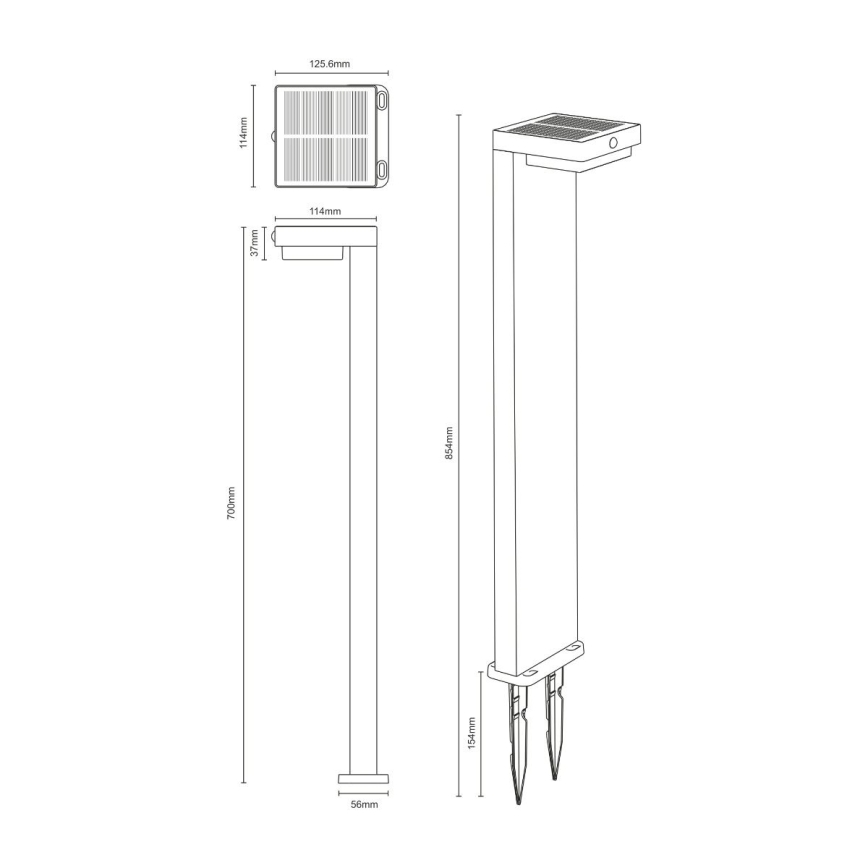 Zuma Line - Світлодіодна сонячна лампа з датчиком руху та сутінків LED/4,5 Вт/2000 мАг IP44 чорна