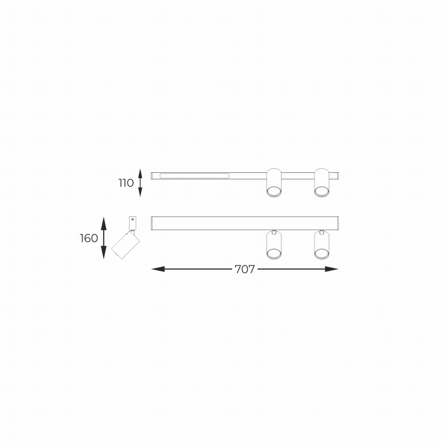 Zuma Line - Світлодіодний настінний точковий світильник 2xGU10/5W/230V + LED/8W чорний