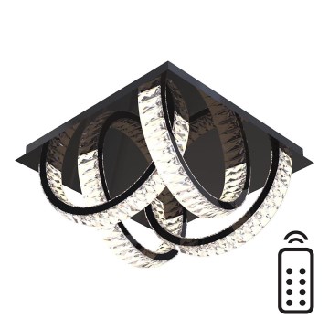 Zuma Line - Світлодіодний регульований кришталевий стельовий світильник LED/23,5W/230V 2700-6000K чорний + дистанційне керування