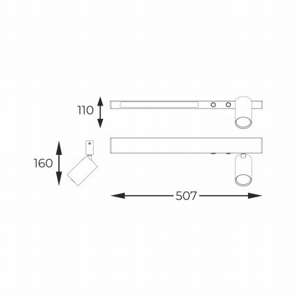 Zuma Line - Світильник настінний точковий LED 1xGU10/5W/230V + LED/8W чорний