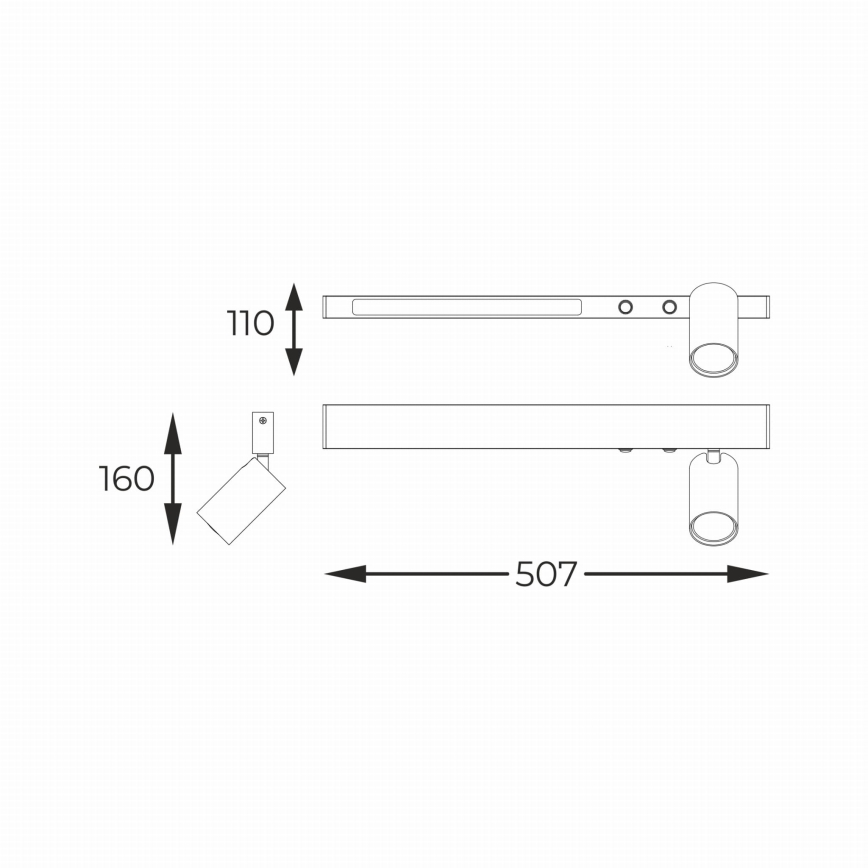 Zuma Line - Світлодіодний настінний точковий світильник 1xGU10/5W/230V + LED/8W чорний