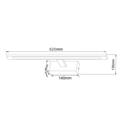 Zuma Line - Светодиодная подсветка для зеркала в ванной комнате LED/20W/230V 62 см IP44 золотистый