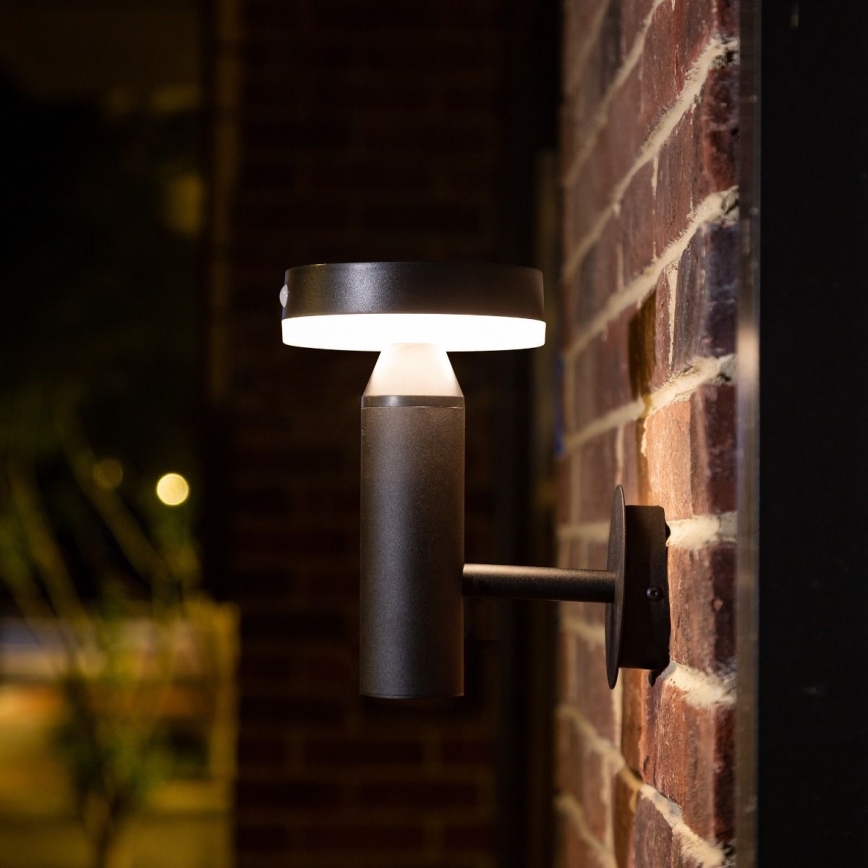 Zuma Line - Сонячний настінний світильник LED з датчиком руху та сутінків LED/4,5 Вт/2000 мАг IP44 чорний