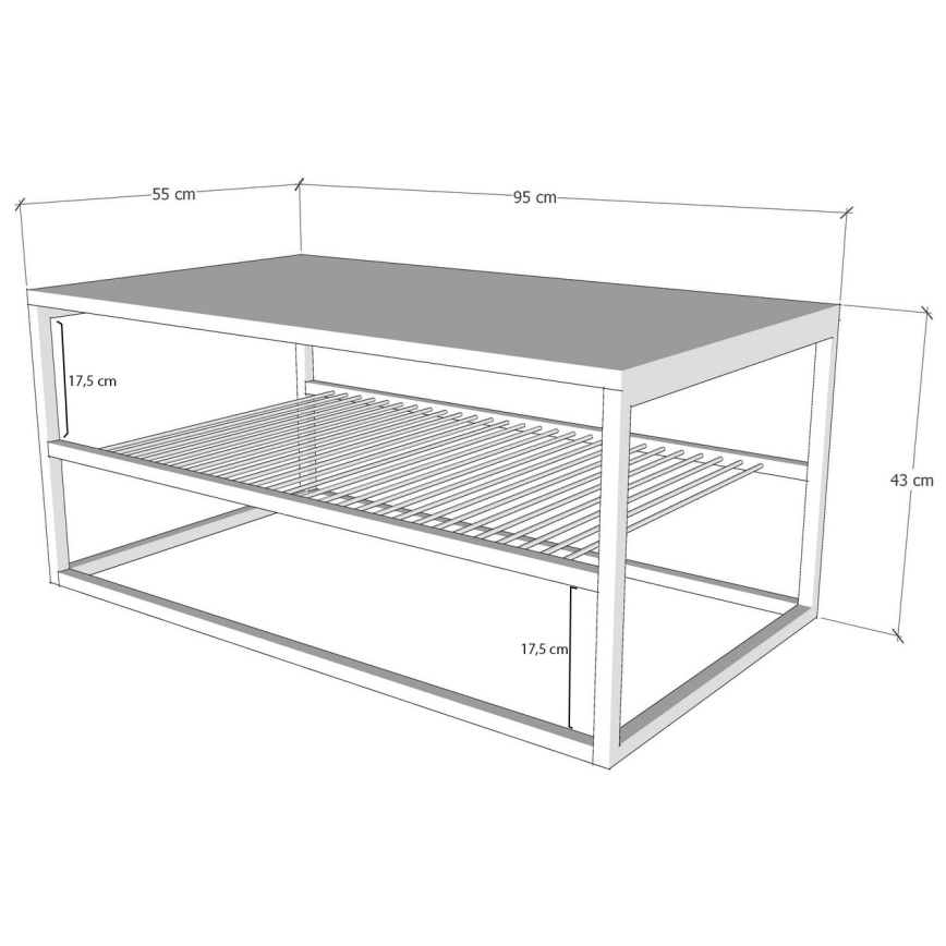 Журнальний столик ASUDE 43x95 см чорний/білий