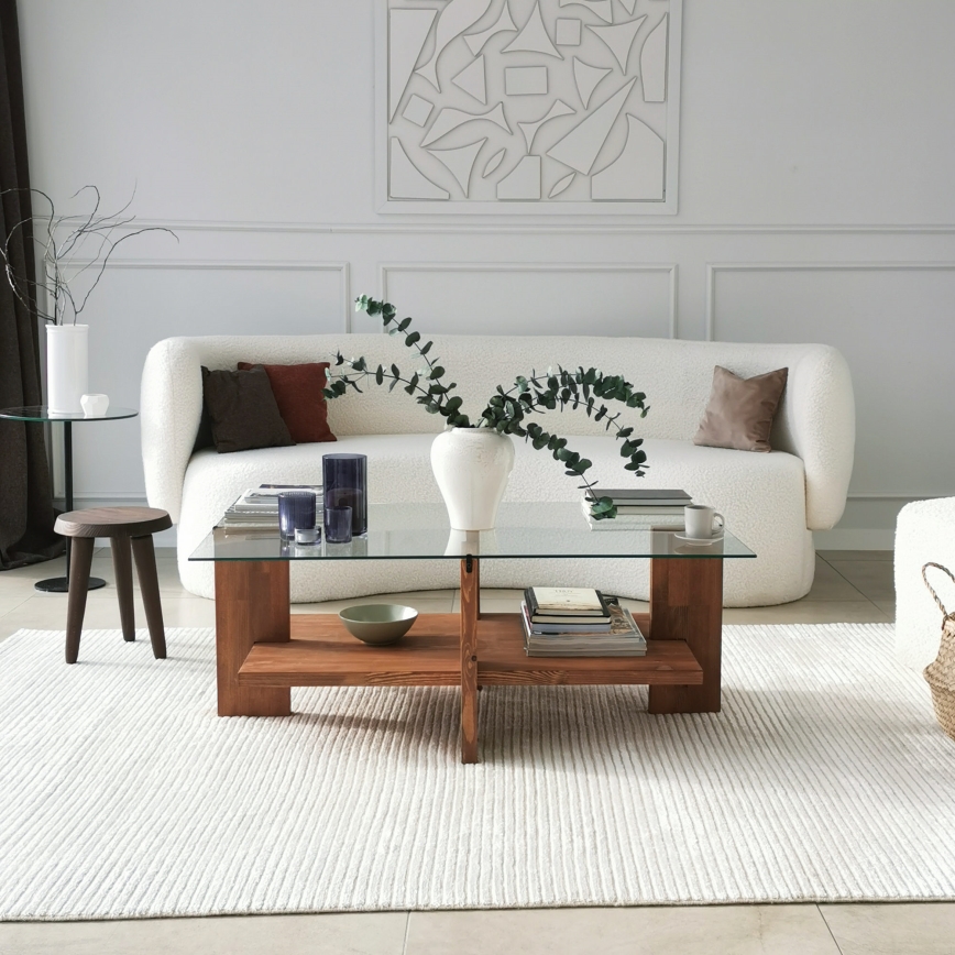 Журнальний столик BABYLON 40x105 см коричневий/прозорий