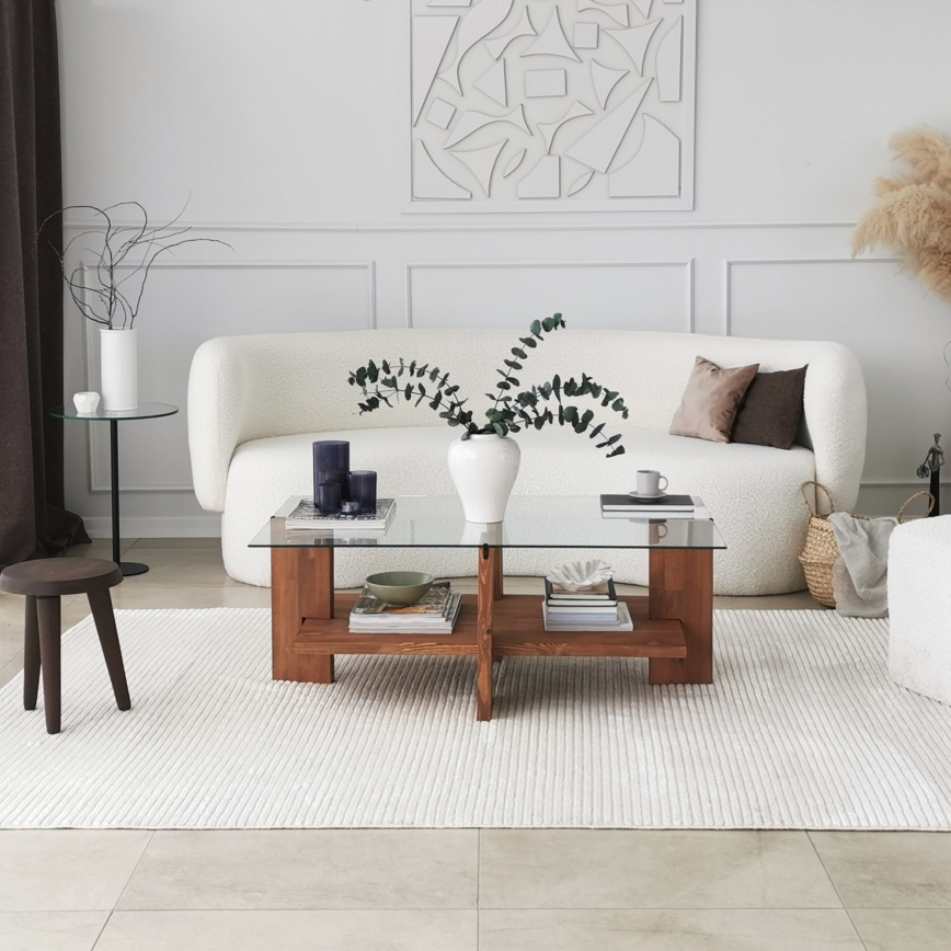 Журнальний столик BABYLON 40x105 см коричневий/прозорий