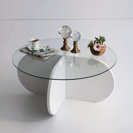 Журнальний столик BUBBLE 35x75 см білий/прозорий