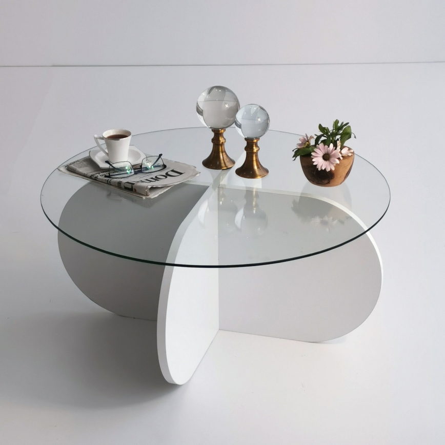 Журнальний столик BUBBLE 35x75 см білий/прозорий