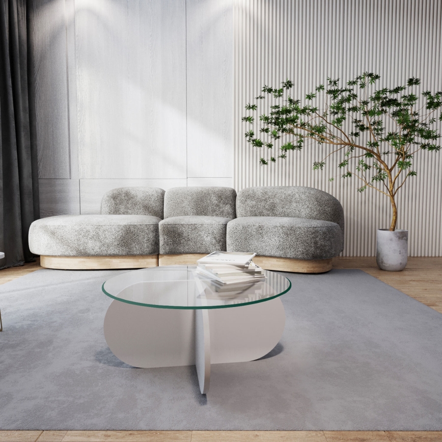 Журнальний столик BUBBLE 35x75 см білий/прозорий