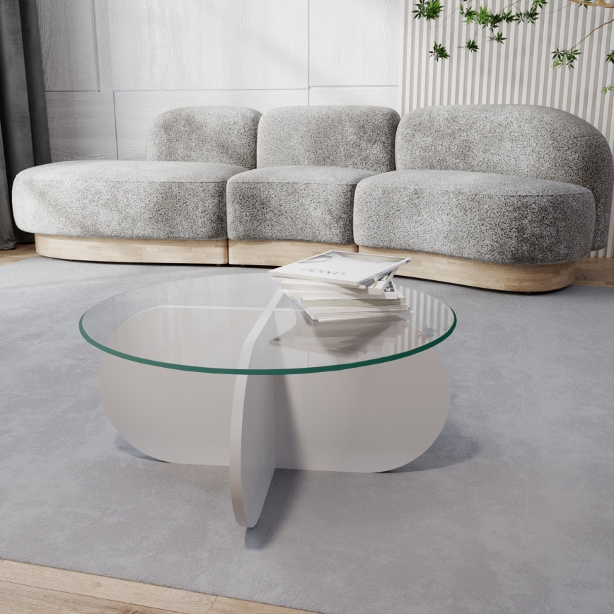 Журнальний столик BUBBLE 35x75 см білий/прозорий