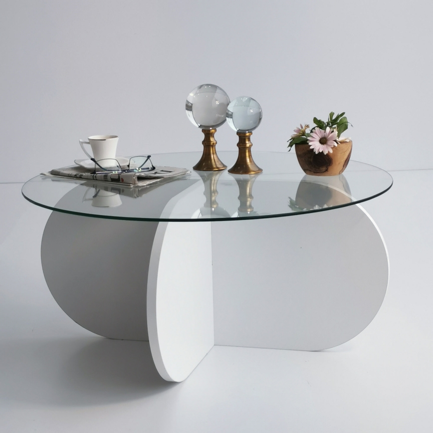Журнальний столик BUBBLE 35x75 см білий/прозорий