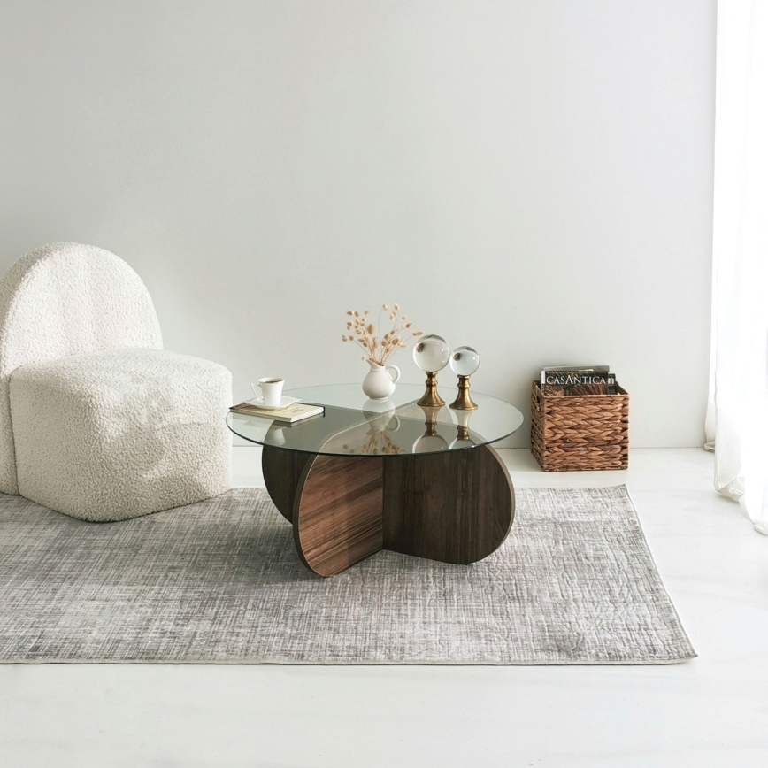 Журнальний столик BUBBLE 35x75 см коричневий/прозорий