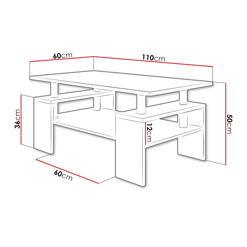 Журнальний столик CUBE 50x110 см білий