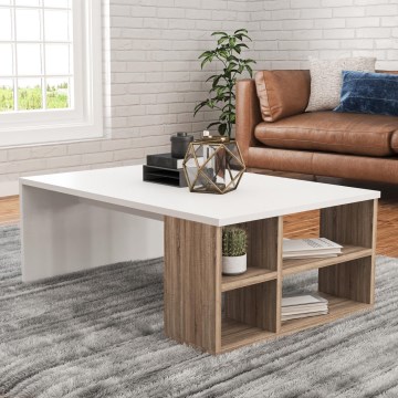 Журнальний столик DEFNE 34x90 см білий/коричневий