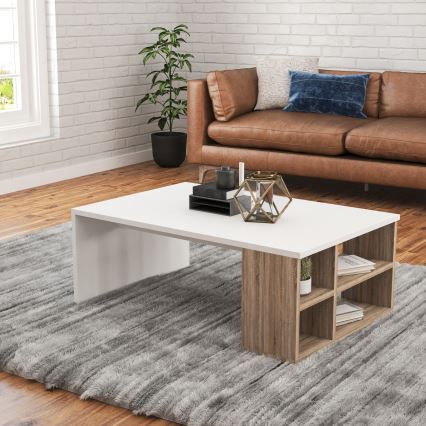 Журнальний столик DEFNE 34x90 см білий/коричневий