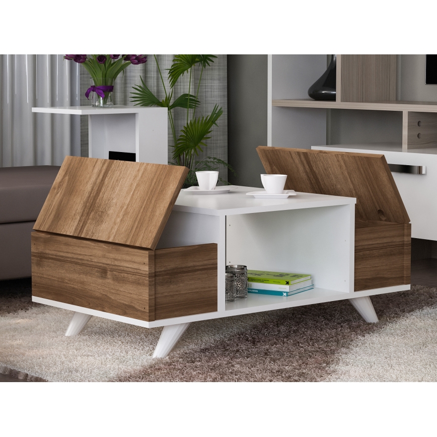 Журнальний столик ERIBERTO 43,8x90 см коричневий/білий