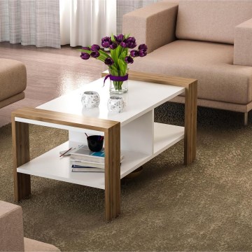 Журнальний столик ERICA 42x90 см білий/коричневий