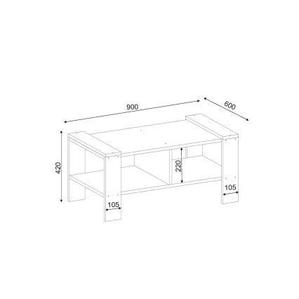 Журнальний столик ERICA 42x90 см білий/коричневий