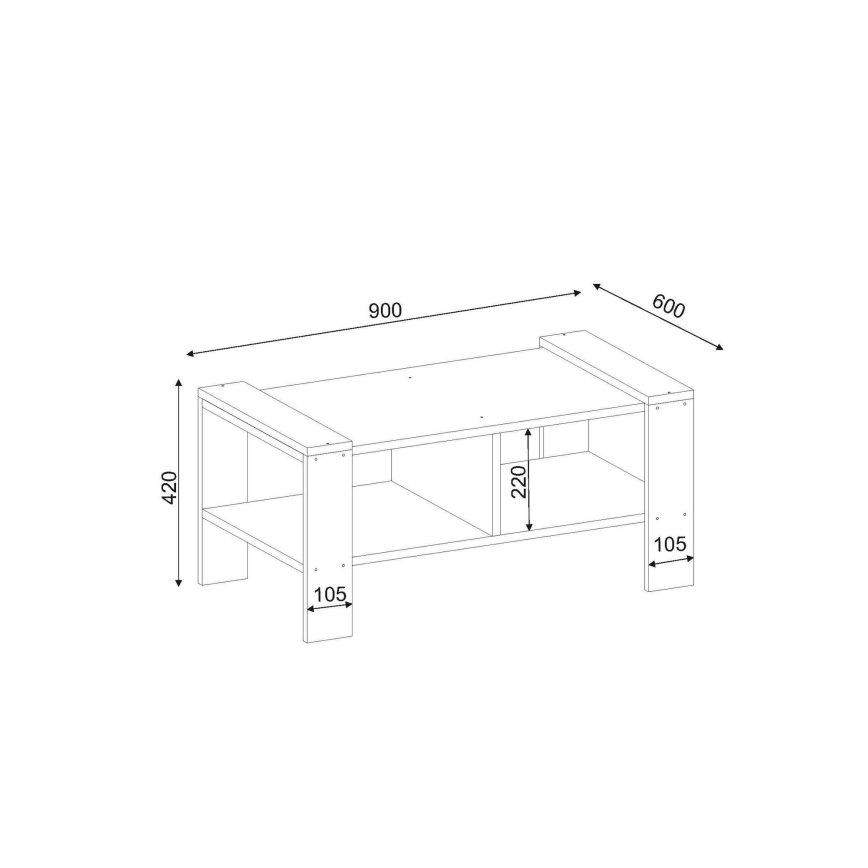 Журнальний столик ERICA 42x90 см білий/коричневий