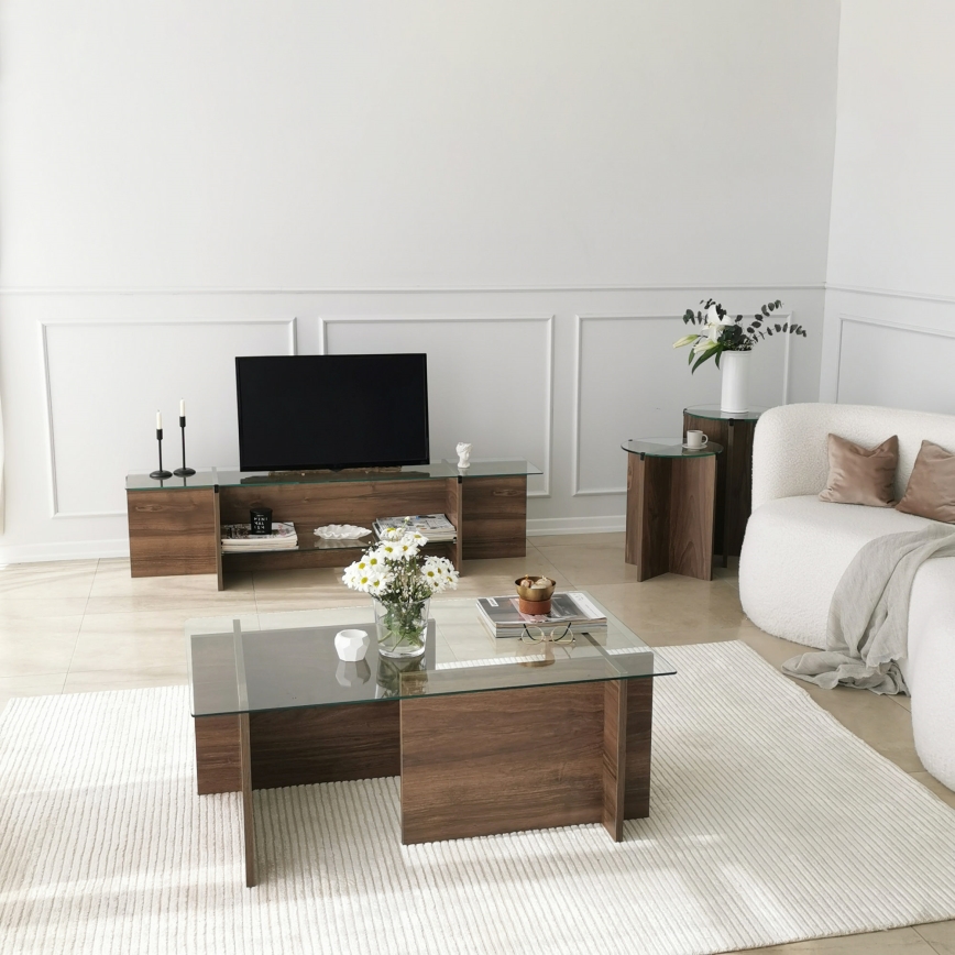 Журнальний столик ESCAPE 40x105 см коричневий/прозорий