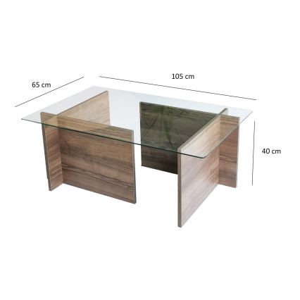 Журнальний столик ESCAPE 40x105 см коричневий/прозорий
