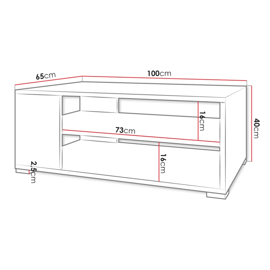 Журнальний столик GIMREN 40x100 см білий