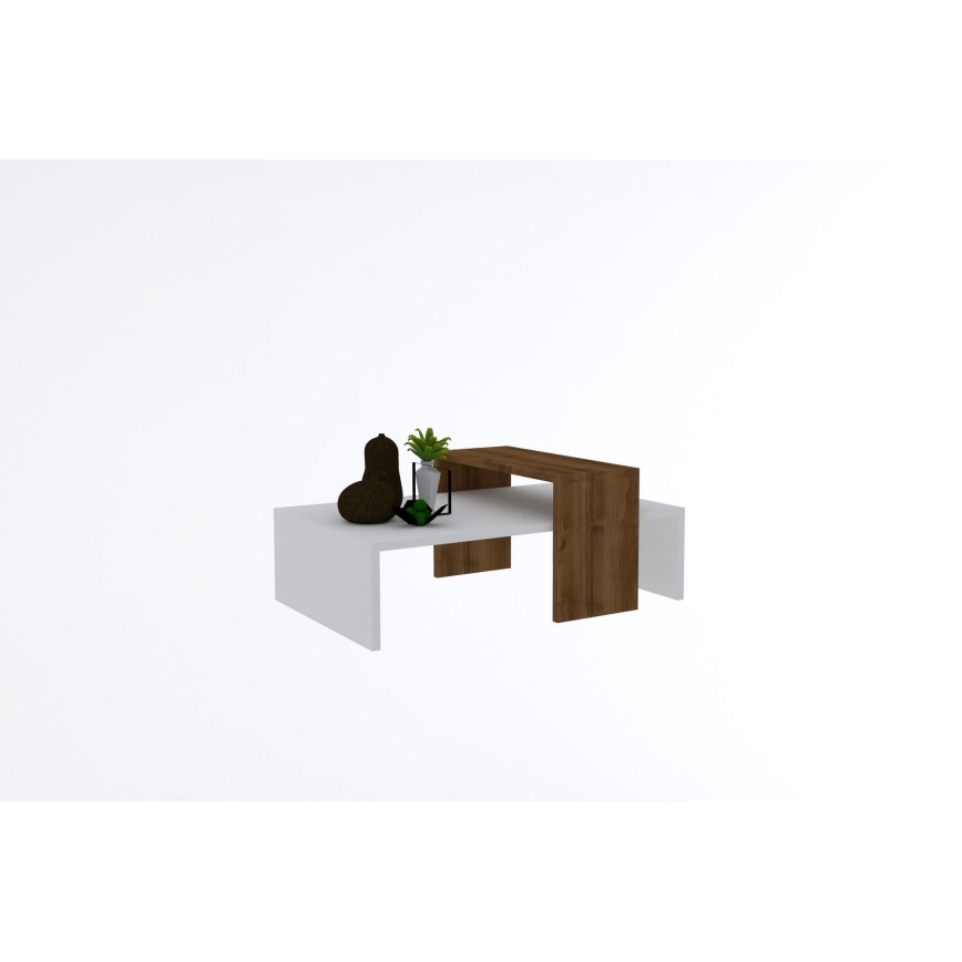 Журнальний столик GLOW 32x80 см білий/коричневий