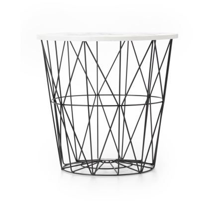 Журнальний столик HARISSA 41x42 см чорний/білий мармуровий декор