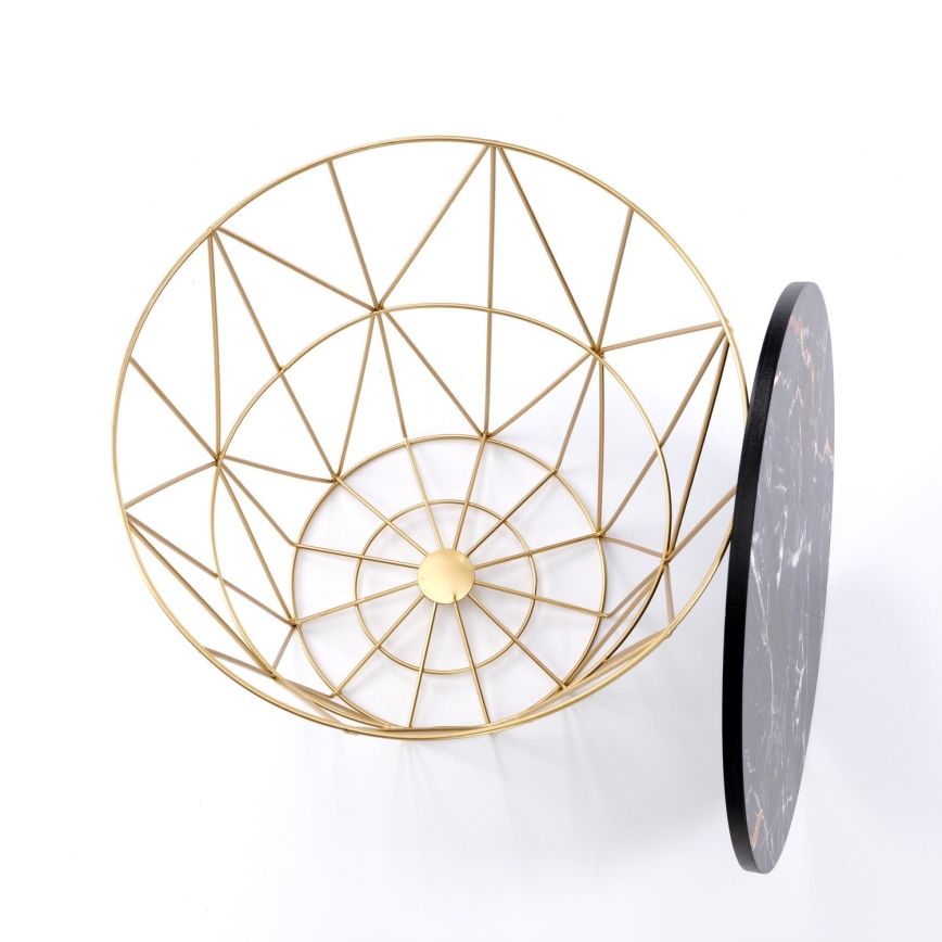 Журнальний столик HARISSA 41x42 см золотий/чорний мармуровий декор